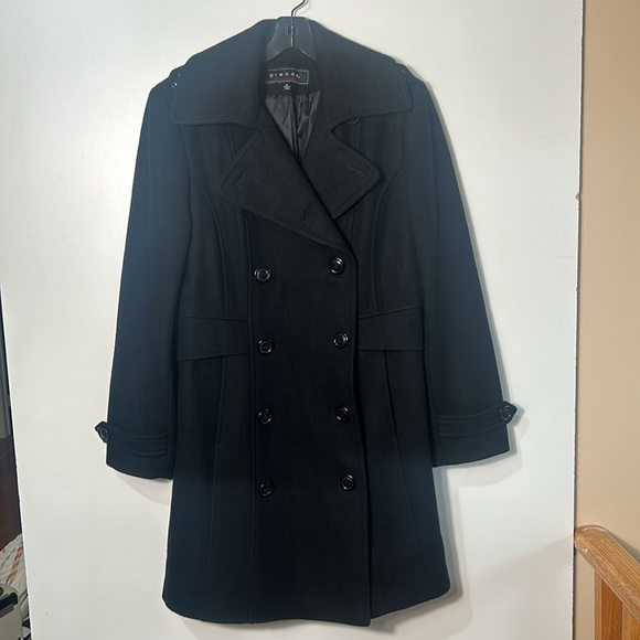 GIACCA DOUBLE BREASTED BLACK WOOL BLEND COAT WOMEN IN SIZE M - Picture 3 of 13